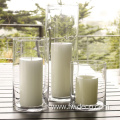 Tall clear cylinder vase candle holder for home